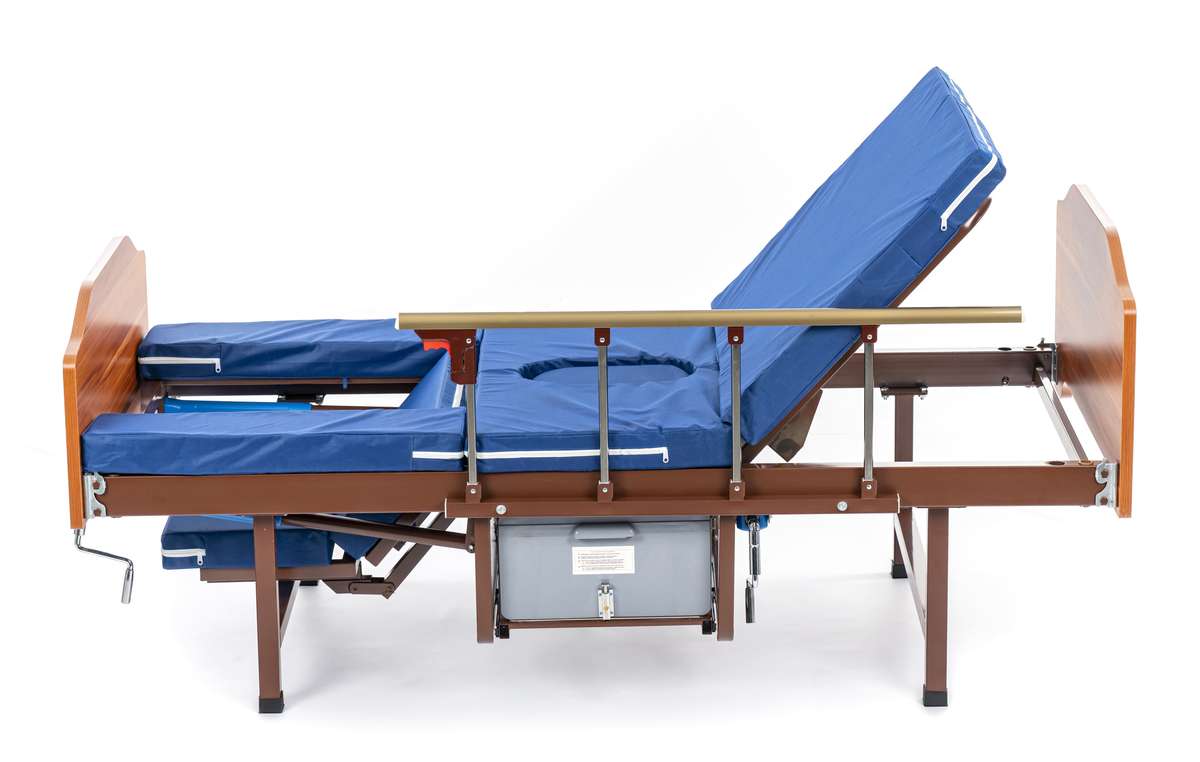 Кровать двух-функциональная медицинская, со складными боковыми ограждениями, на ножках MET TARYS 19563